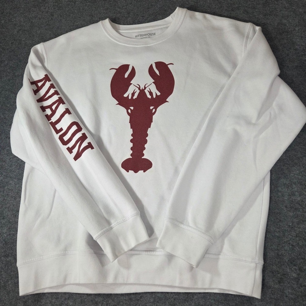 Rittenhouse Avalon NJ Lobster Sweatshirt Large White Jersey Shore Coastal Preppy